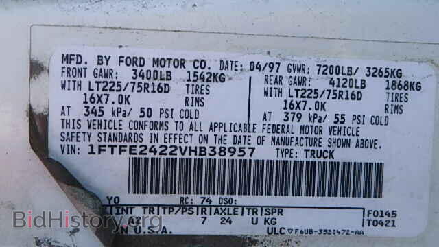 1997 FORD ECONOLINE - VIN: 1FTFE2422VHB38957 - Фото 9