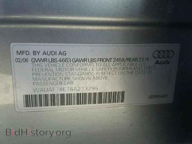2006 AUDI A4 - VIN: WAUAF78E76A213295 - Фото 9