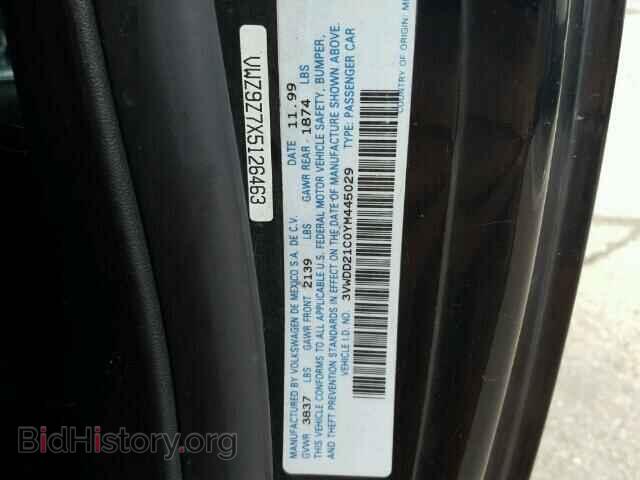2000 VOLKSWAGEN BEETLE - VIN: 3VWDD21C0YM445029 - Фото 10