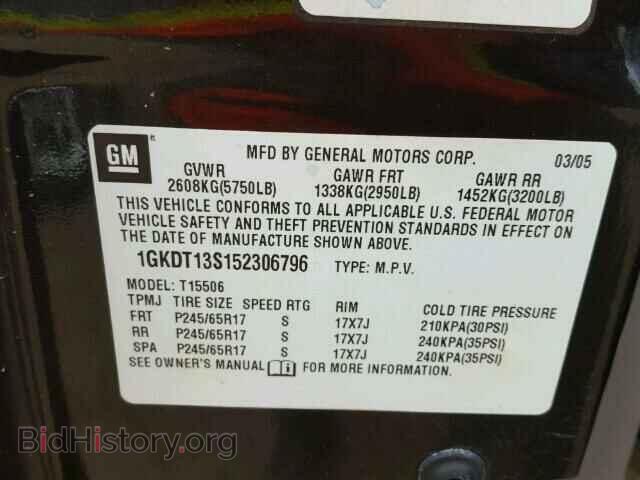 2005 GMC ENVOY - VIN: 1GKDT13S152306796 - Фото 10