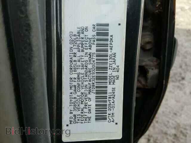 2003 TOYOTA COROLLA - VIN: JTDBR32E932004775 - Фото 10
