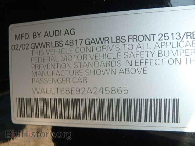 2002 AUDI A4 - VIN: WAULT68E92A245865 - Photo 9