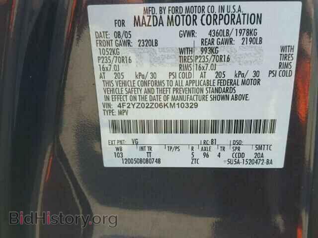 2006 MAZDA TRIBUTE - VIN: 4F2YZ02Z06KM10329 - Фото 10