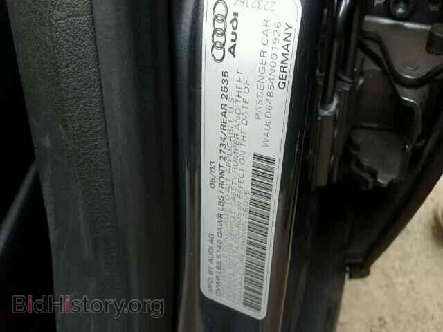 2004 AUDI A6 - VIN: WAULD64B54N001926 - Фото 10