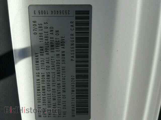 2007 VOLKSWAGEN RABBIT - VIN: WVWAR71K17W043207 - Фото 10