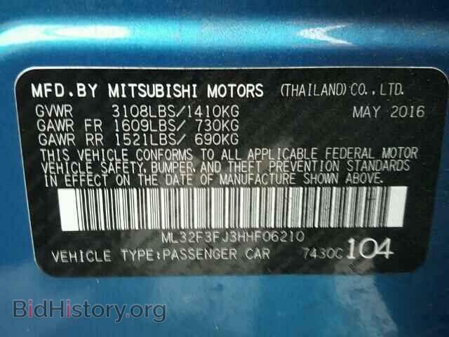 2017 MITSUBISHI MIRAGE - VIN: ML32F3FJ3HHF06210 - Фото 10