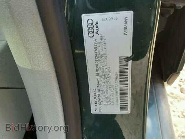 2002 AUDI A4 - VIN: WAULT68E92A129534 - Photo 10