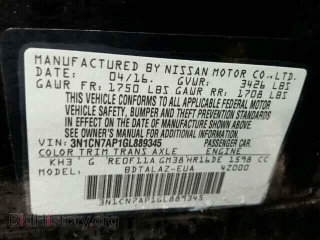 2016 NISSAN VERSA - VIN: 3N1CN7AP1GL889345 - Photo 10