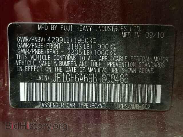 2011 SUBARU IMPREZA - VIN: JF1GH6A69BH809486 - Фото 10