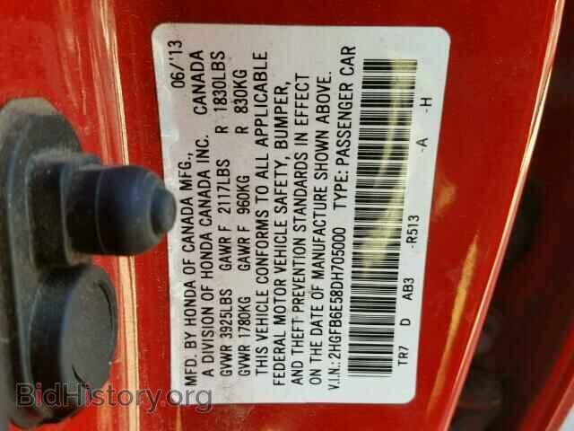 2013 HONDA CIVIC - VIN: 2HGFB6E58DH705000 - Photo 10