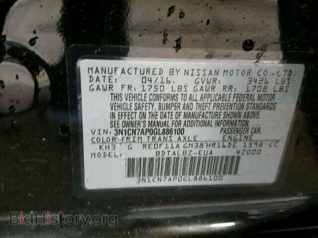 2016 NISSAN VERSA - VIN: 3N1CN7AP0GL886100 - Photo 10