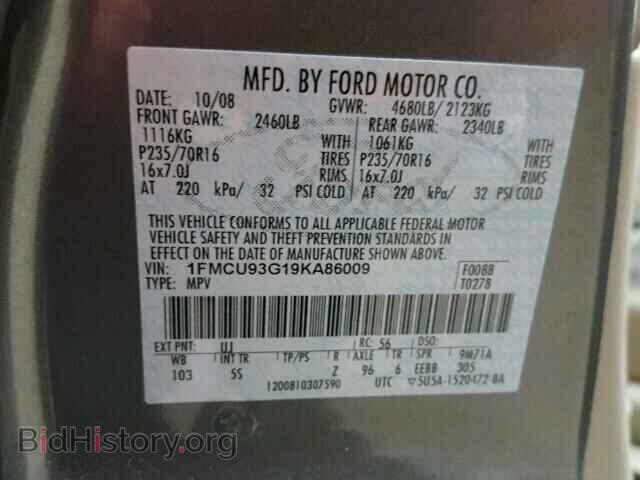 2009 FORD ESCAPE - VIN: 1FMCU93G19KA86009 - Фото 10