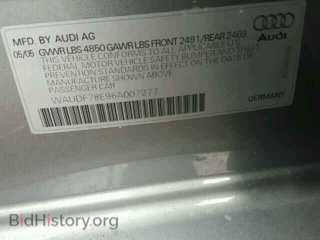 2006 AUDI A4 - VIN: WAUDF78E96A007277 - Фото 10