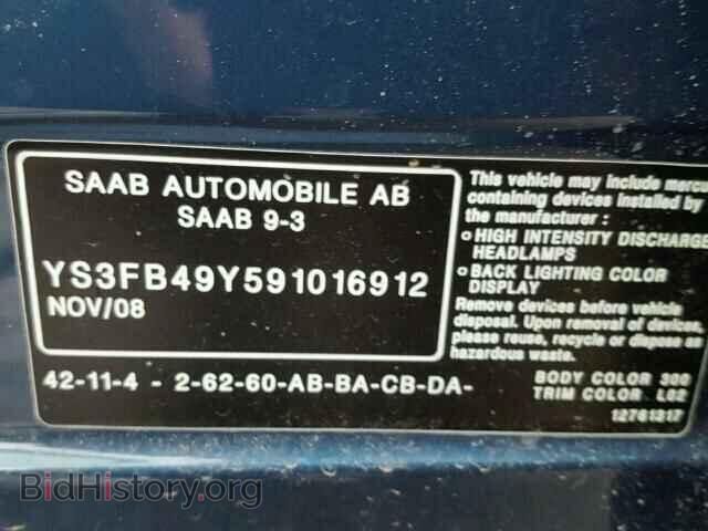 2009 SAAB 9 3 - VIN: YS3FB49Y591016912 - Фото 10