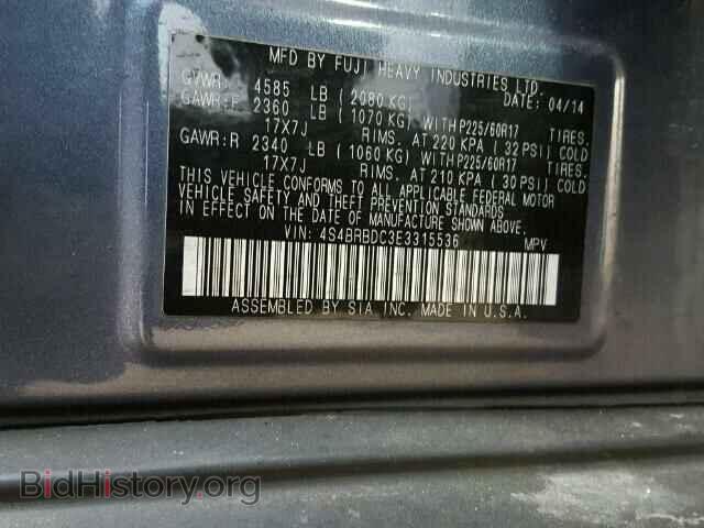 2014 SUBARU OUTBACK - VIN: 4S4BRBDC3E3315536 - Photo 10