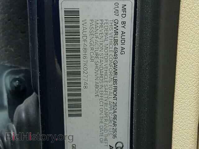 2007 AUDI A4 - VIN: WAUDF48H67K027748 - Фото 10