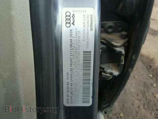2004 AUDI A6 - VIN: WAULD64B34N046282 - Фото 10