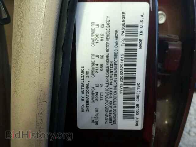 2002 MAZDA 626 - VIN: 1YVGF22C625291815 - Фото 10