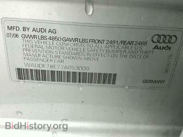 2007 AUDI A4 - VIN: WAUDF78E77A053000 - Фото 10