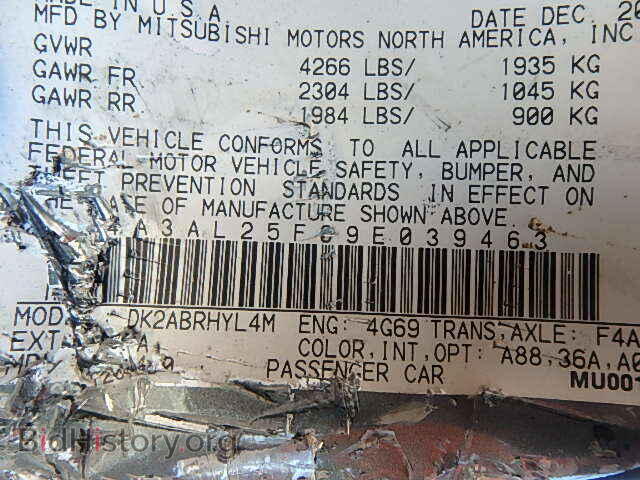 2009 MITSUBISHI ECLIPSE - VIN: 4A3AL25F09E039463 - Фото 10