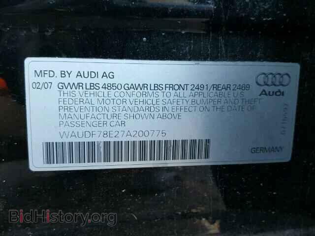 2007 AUDI A4 - VIN: WAUDF78E27A200775 - Фото 10