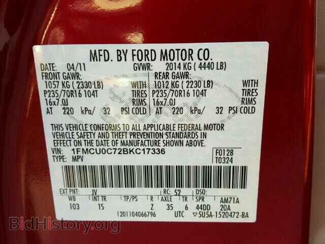 2011 FORD ESCAPE - VIN: 1FMCU0C72BKC17336 - Photo 10