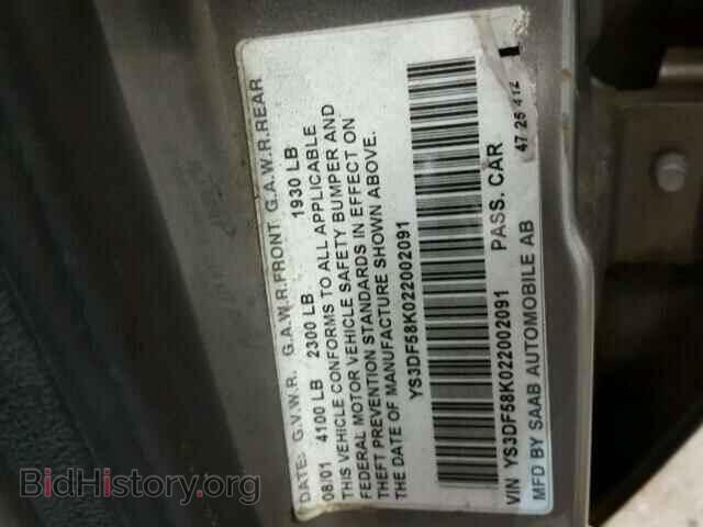 2002 SAAB 9 3 - VIN: YS3DF58K022002091 - Фото 10
