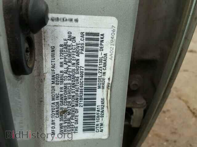 2003 TOYOTA COROLLA - VIN: 2T1BR38E63C140077 - Фото 10