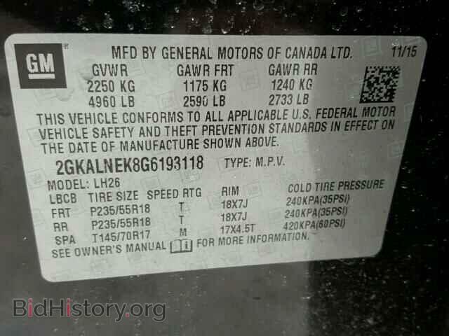 2016 GMC TERRAIN - VIN: 2GKALNEK8G6193118 - Фото 10