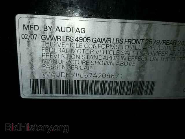 2007 AUDI A4 - VIN: WAUDH78E57A208671 - Фото 10