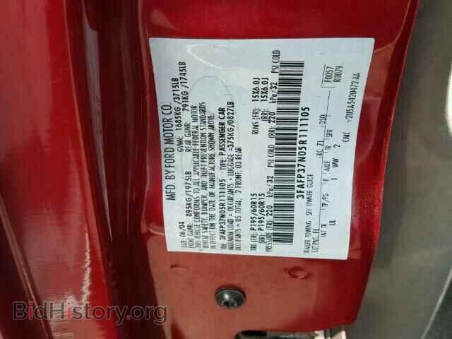 2005 FORD FOCUS - VIN: 3FAFP37N05R111105 - Фото 10