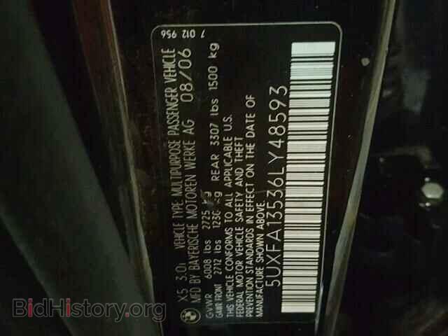 2006 BMW X5 - VIN: 5UXFA13536LY48593 - Фото 10