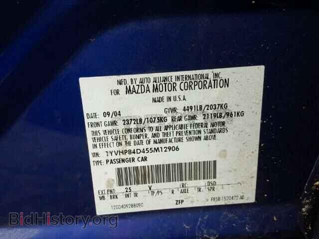 2005 MAZDA 6 - VIN: 1YVHP84D455M12906 - Фото 10