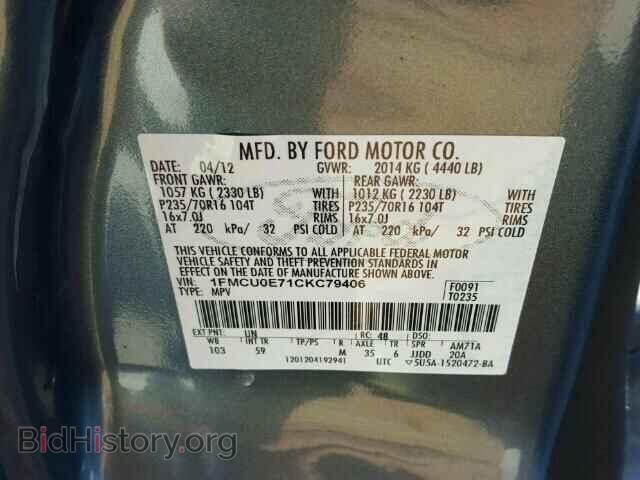 2012 FORD ESCAPE - VIN: 1FMCU0E71CKC79406 - Фото 10