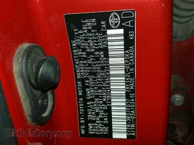 2011 TOYOTA COROLLA - VIN: 2T1BU4EE9BC637227 - Фото 10