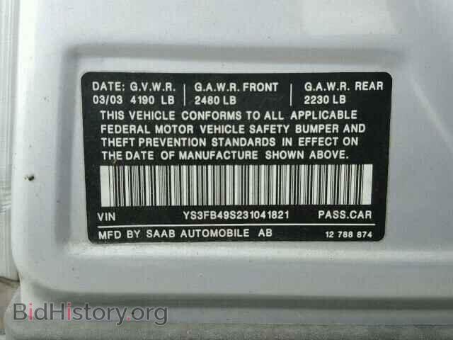 2003 SAAB 9 3 - VIN: YS3FB49S231041821 - Photo 10