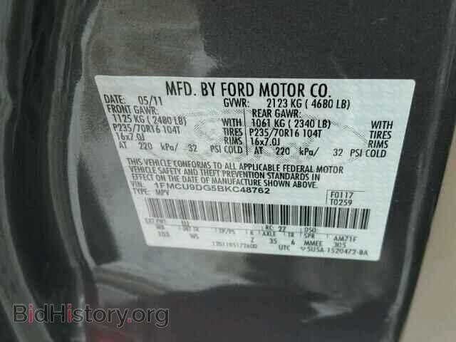 2011 FORD ESCAPE - VIN: 1FMCU9DG5BKC48762 - Фото 10