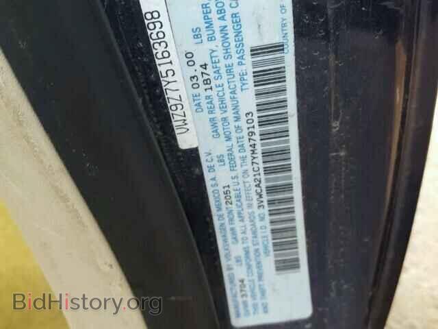 2000 VOLKSWAGEN BEETLE - VIN: 3VWCA21C7YM479103 - Фото 10