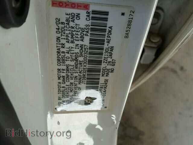 2003 TOYOTA COROLLA - VIN: JTDBR32EX30003257 - Фото 10