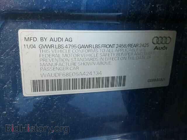 2005 AUDI A4 - VIN: WAUDF68E05A424134 - Фото 10