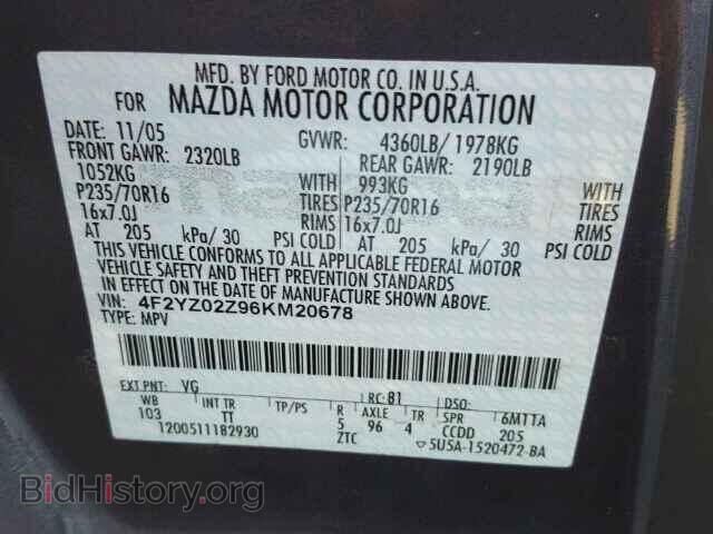 2006 MAZDA TRIBUTE - VIN: 4F2YZ02Z96KM20678 - Фото 9