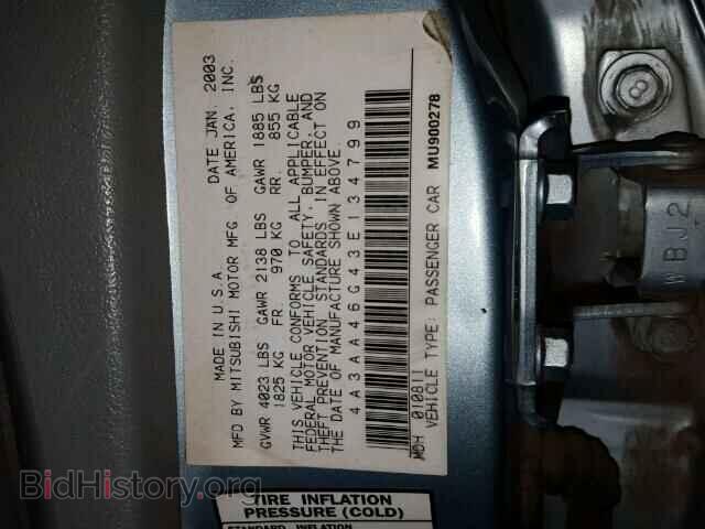 2003 MITSUBISHI GALANT - VIN: 4A3AA46G43E134799 - Фото 10