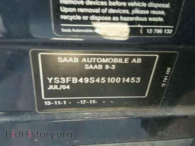 2005 SAAB 9 3 - VIN: YS3FB49S451001453 - Фото 10