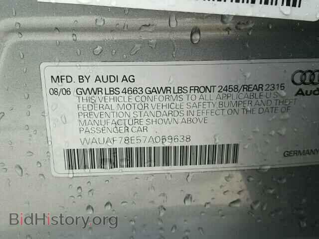 2007 AUDI A4 - VIN: WAUAF78E57A059638 - Фото 10