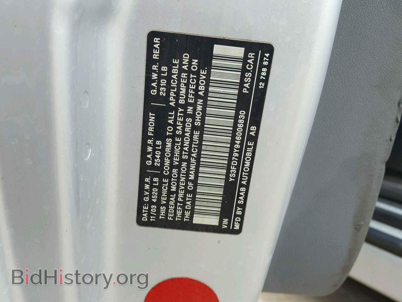 2004 SAAB 9 3 - VIN: YS3FD79Y946006830 - Фото 10