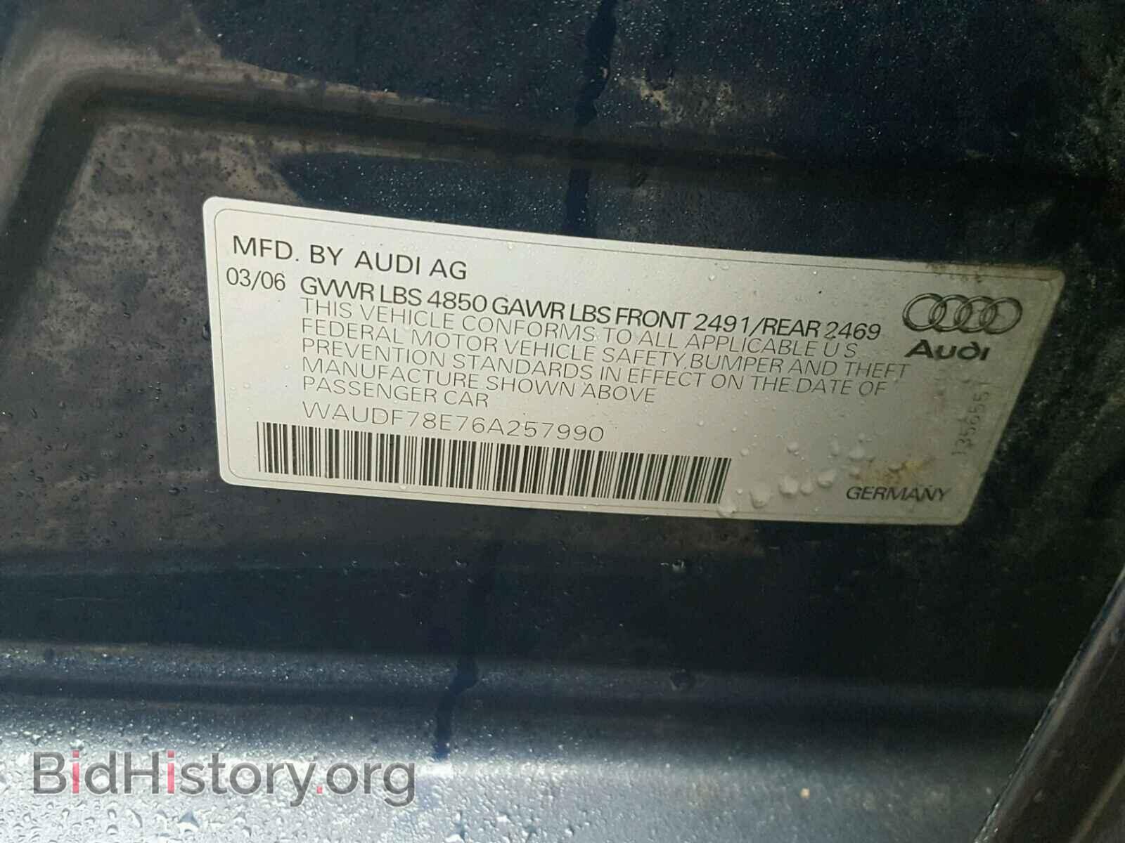 2006 AUDI A4 - VIN: WAUDF78E76A257990 - Фото 10