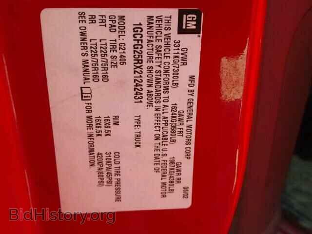 2002 CHEVROLET EXPRESS - VIN: 1GCFG25RX21242431 - Фото 10