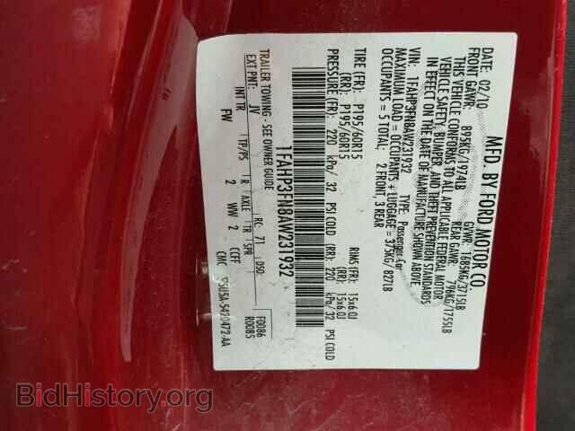 2010 FORD FOCUS - VIN: 1FAHP3FN8AW231932 - Фото 10