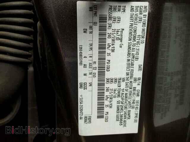 2014 FORD FOCUS - VIN: 1FADP3F29EL389885 - Фото 10