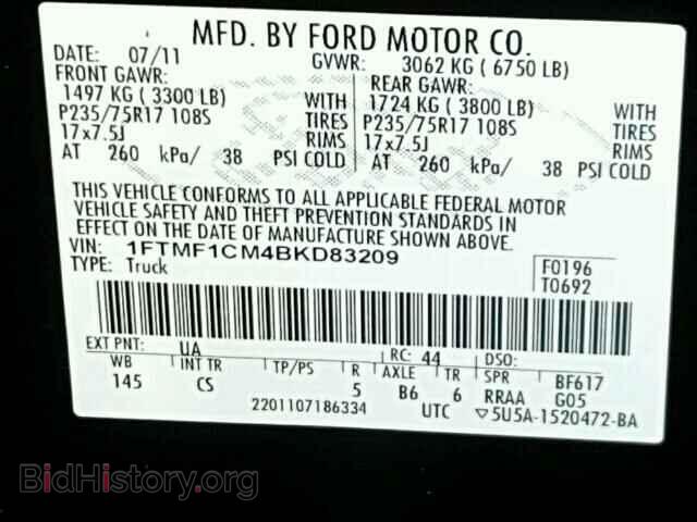 2011 FORD F150 - VIN: 1FTMF1CM4BKD83209 - Фото 10